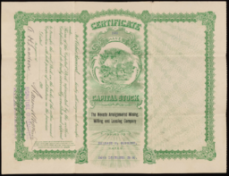 Stock certificate 2 to Wallace H. Hopkins, Nevada Amalgamated Mining, Milling and Leasing Company