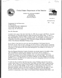 Bureau of Land Management letter to commission regarding Diamond Mountain working group
