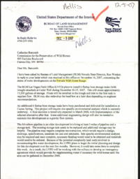 Bureau of Land Management letter regarding plan to install six storage tanks on Nevada Wild Horse Range and commission response