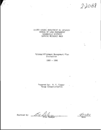 Tuledad allotment management plan evaluation 1980-1986, Fish and Game comments
