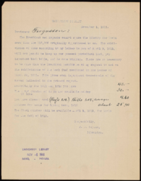 Letter to S. P. Fergusson from University Library