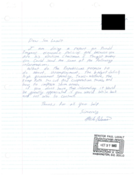 Correspondence between Mike Adams and Paul Laxalt, October 1980
