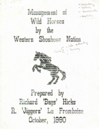 Proposal management of wild horses by the western Shoshone nation