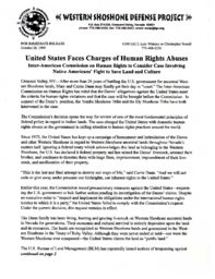 Western Shoshone Defense Project Newsletter, "United States Faces Charges of Human Rights Abuse," October 28, 1999