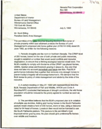 Nevada 1st Corporation, letter to Bureau of Land Management
