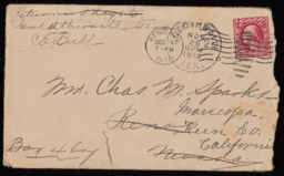 Letter and envelope to Charles M. Sparks from C. E. Bull, 2