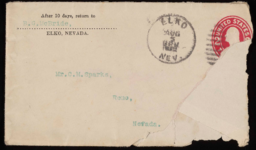 Letter and envelope to Charles M. Sparks from B. G. McBride, 10