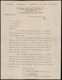 Letter to Charles M. Sparks from W. Fred P. Fogg
