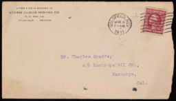 Letter and envelope to Charles M. Sparks from M. B. Aston, 2