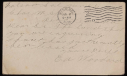 Postcard to Charles M. Sparks from E. A. Woodard 