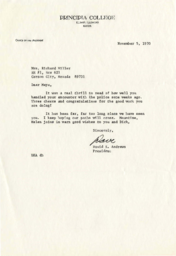 Letter written by David Andrews to Maya Miller, November 5, 1970