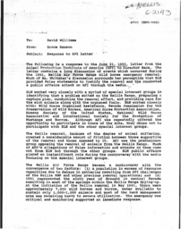 Bureau of Land Management internal memo regarding Animal Protection Institute (API) gather letter, Nellis range