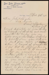 Letter to John Sparks from M. D. Slator