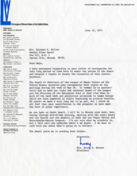 Return letter written by Mrs. Lucy Benson to Maya Miller, June 14, 1971