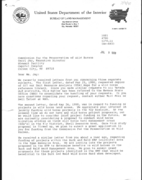 Bureau of Land Management letter to commission, Freedom of Information Act