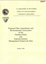 Proposed plan amendment and environmental assessment of the Paradise-Denio and Sonoma-Gerlach management framework plan