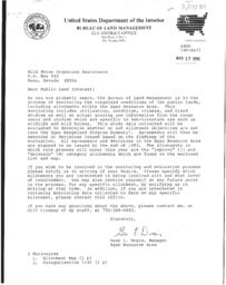 Bureau of Land Management letter, range condition and Wild Horse Organized Assistance (WHOA!) response