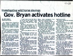 Investigating wild horse slayings: Gov. Bryan activates hotline