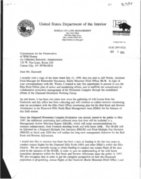 Bureau of Land Management letter to commission regarding management