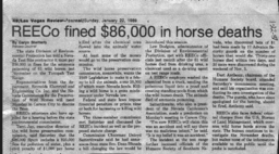 Las Vegas Review Journal news article regarding horse deaths