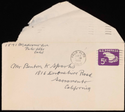 Letter and envelope to Benton K. Sparks from Edward C. Price, Mar. 1966