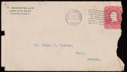 Letter and envelope to Charles M. Sparks from Frank Rockefeller