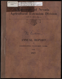 Annual Report of Agricultural Extension Work (Project 2 A) for 1927