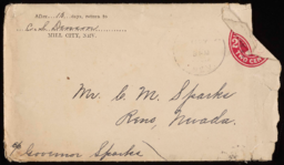 Letter and envelope to Charles M. Sparks from cousin Clifton S. Denson
