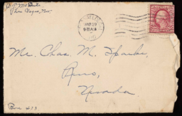 Envelope addressed to Charles M. Sparks from B. G. McBride