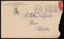 Letter and envelope to Charles M. Sparks from Ralph W. Bostrom