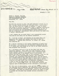 Letter written by Maya Miller to Bob Strauss, November 8, 1974