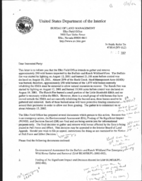 Bureau of Land Management emergency capture plan, environmental assessment, finding of no significant impact, decision record, notice of intent to impound and Wild Horse Organized Assistance (WHOA!) response