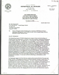 Nevada Department of Wildlife letter, notice of proposed action and opportunity to comment