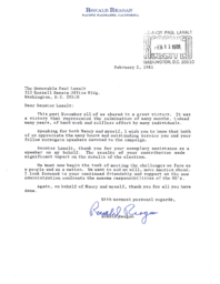 Correspondence from Ronald Reagan to Paul Laxalt, February 1981