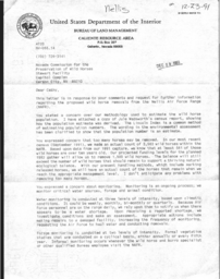 Bureau of Land Management letter to commission regarding Nellis horse management