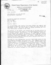 Bureau of Land Management letter to Wild Horse Organized Assistance (WHOA!) on regarding Nellis range gather plan