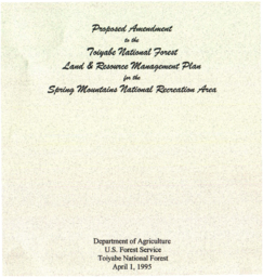 Proposed amendment to the Toiyabe Forest, Spring Mountain National Recreation Areas