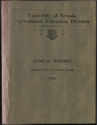 Annual Report of Cooperative Extension Work in Agriculture and Home Economics, State of Nevada, Fiscal Year 1925-1926