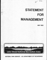 Statement for management analyzing parks condition, problems and issues, Lake Mead National Recreation Area