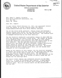 Bureau of Land Management letter to Wild Horse Organized Assistance (WHOA!) regarding gather plan