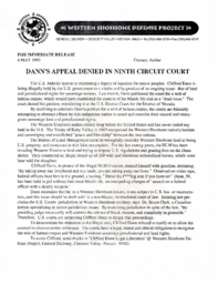 Press release, "Dann's Appeal Denied in Ninth Circuit Court," May 4, 1993
