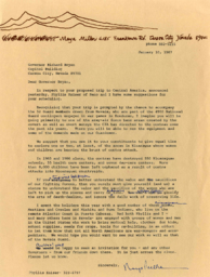 Letter written by Maya Miller to Governor Bryan, January 10, 1987