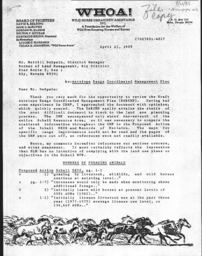 Wild Horse Organized Assistance (WHOA!) letter regarding range coordination management plan