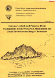 Sonoma-Gerlach and Paradise-Denio management framework plan amendment and draft environmental impact statement