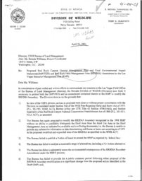 Nevada Department of Wildlife (NDOW), Bureau of Land Management, Commission correspondence, comments regarding Red Rock general management plan (GMP) and final environmental impact statement (FEIS)