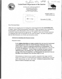 Bureau of Land Management letter, regarding changes to the final capture plan; decision record, finding of no significant impact