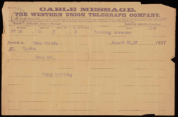 Happy birthday telegram to John Sparks from Fontenay Auxroses