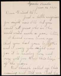 Letter to Al Preston from Harry Hawkins
