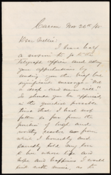 Letter from Henry R. Mighels to Nellie Verrill, November 26, 1865