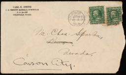 Letter and envelope to Charles M. Sparks from Carl E. Smith
